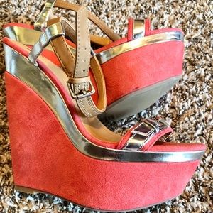 My Delicious Coral Wedged Heels